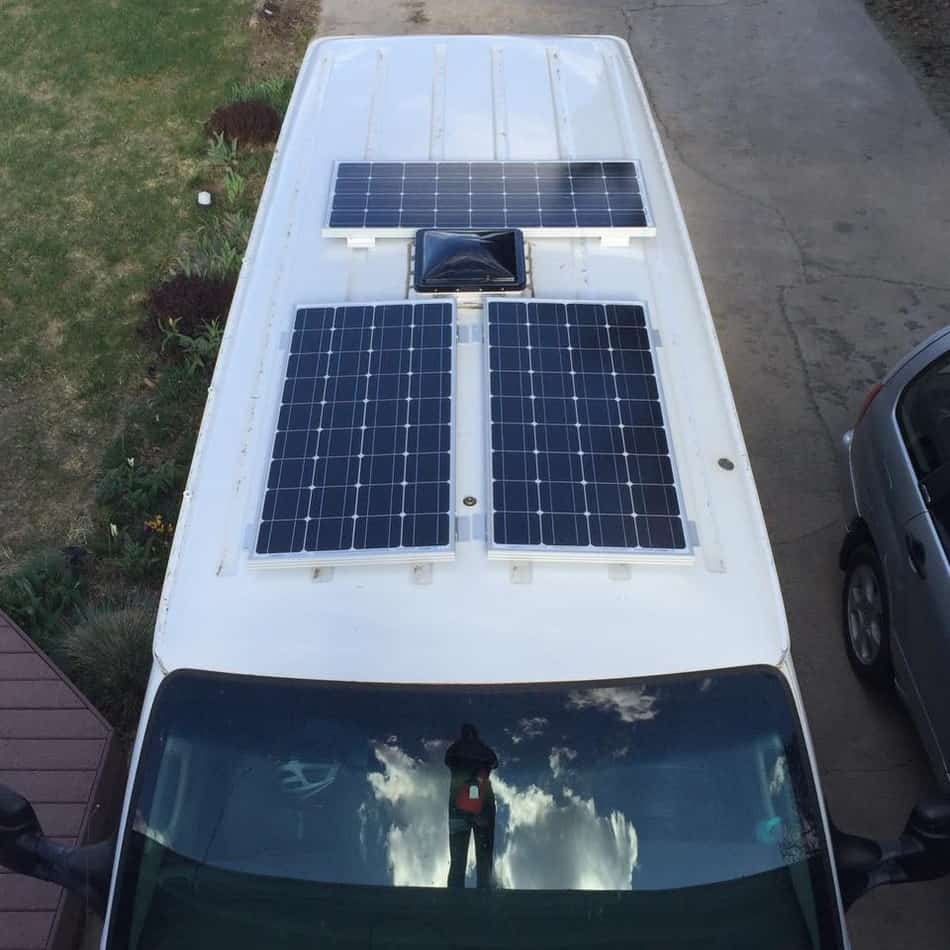 solar panels on a van's roof