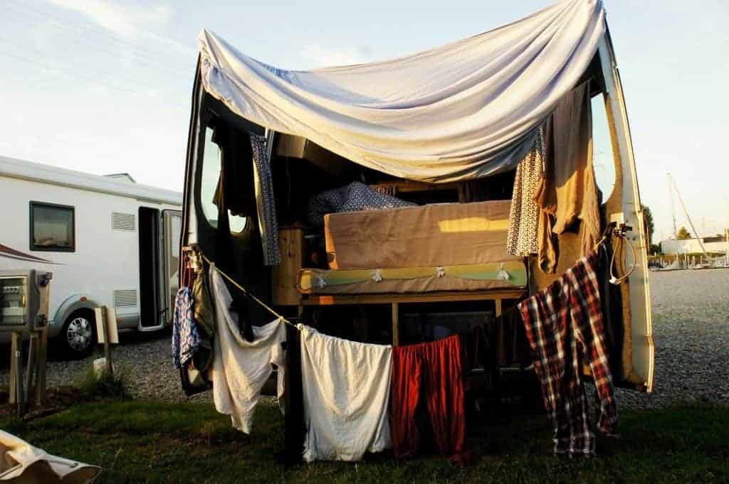 drying laundry vanlife