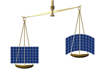 balance with rigid solar panels and flexible solar panel
