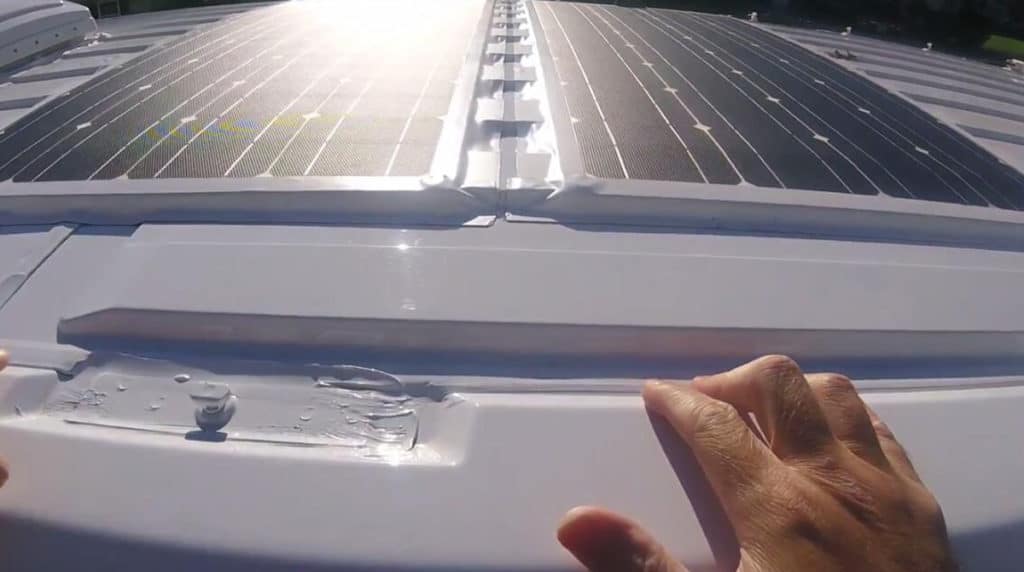 Flexible solar panel RV's roof
