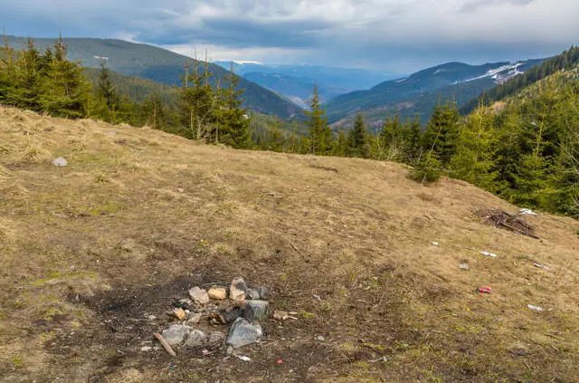 existing camp fire ring in the wild