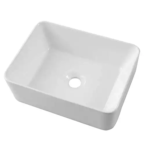 Lordear 16"x12" Rectangle Bathroom Sink Pure White Porcelain