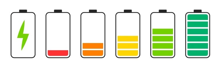 Depth of Discharge from full to empty battery