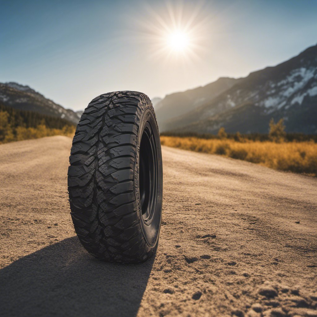 RV tire in the middle of the road