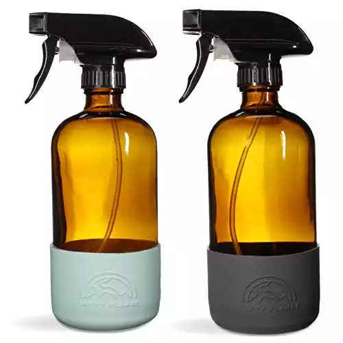 Empty Amber Glass Spray Bottles with Silicone Sleeve