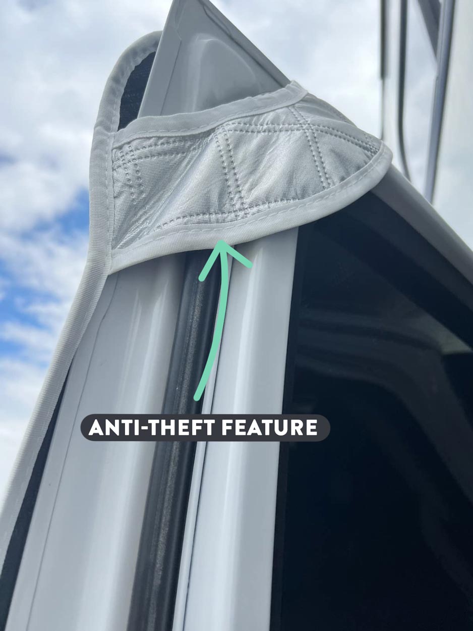 anti-theft feature of the BougeRV windshield window cover