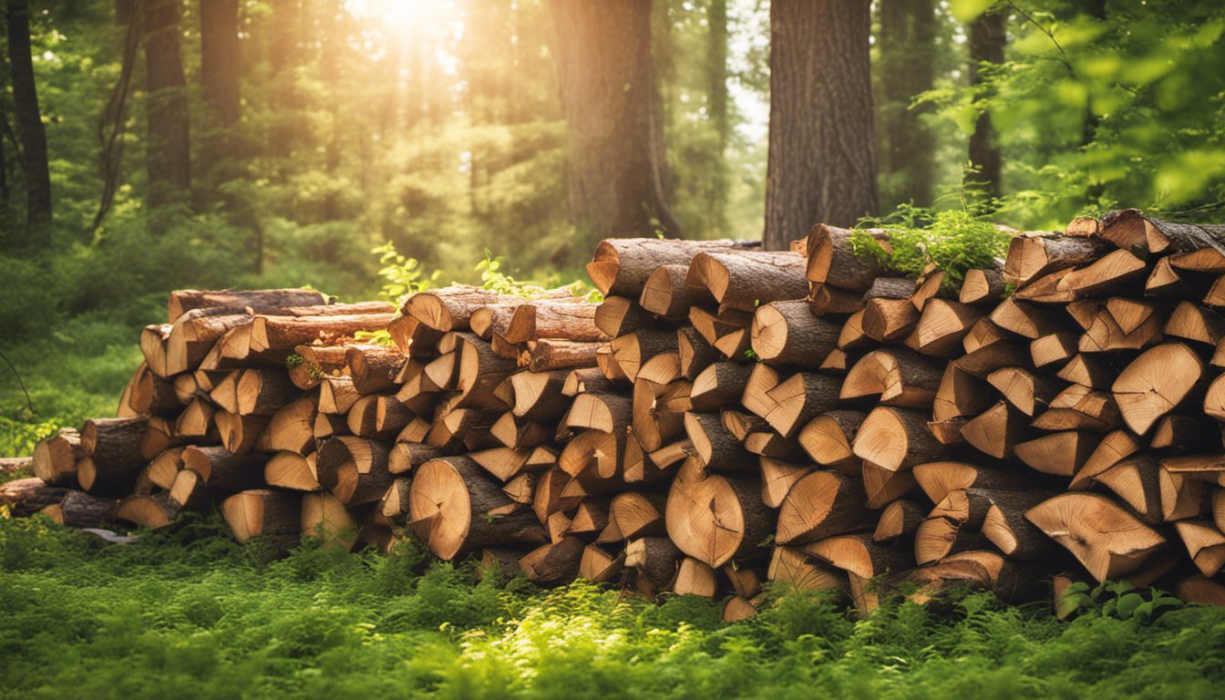Firewood in a beautiful forest