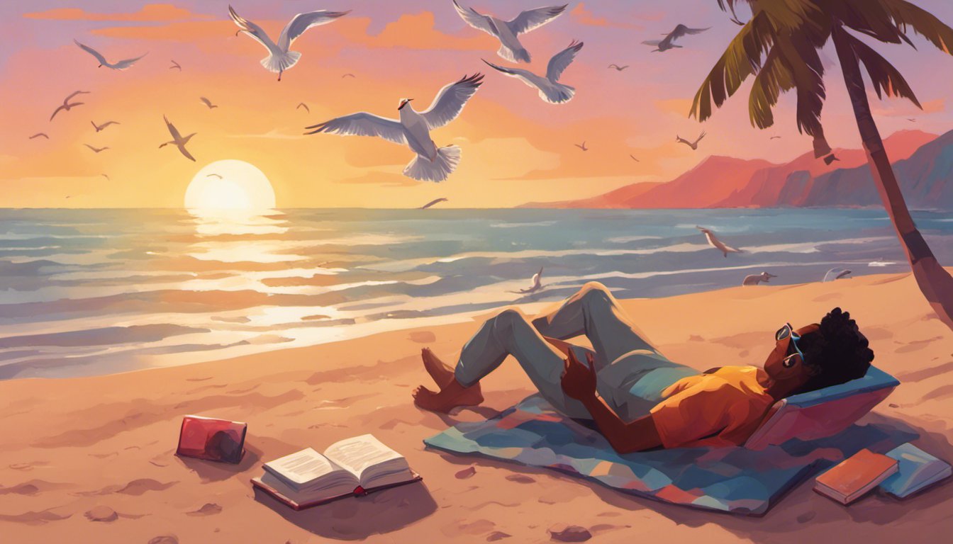 sleeping on the beach illustration