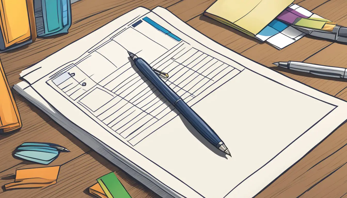 checklist on a woodtable with pens illustration style