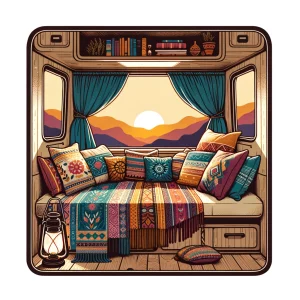 campervan bedroom illustration