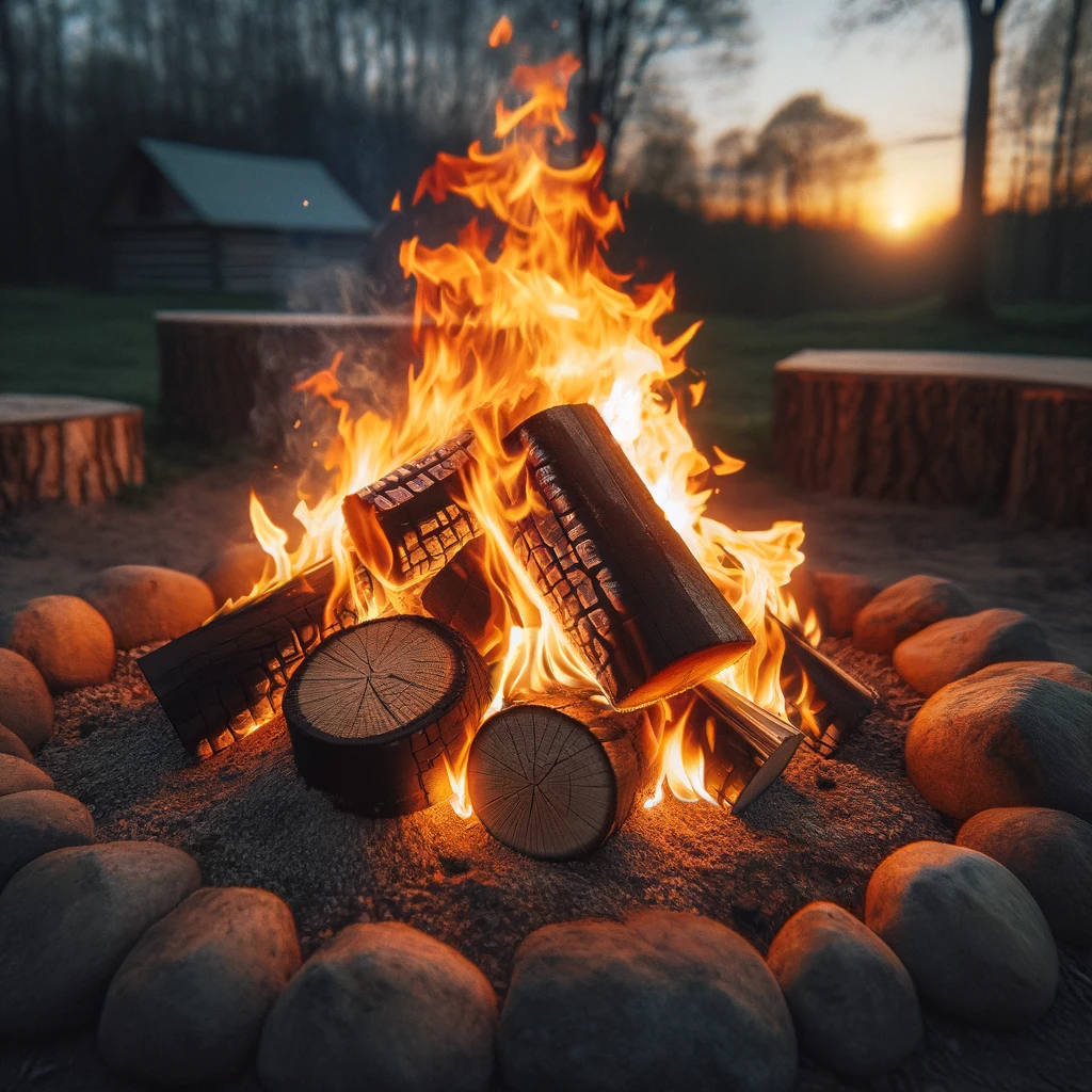 Commercial Fire Log in a campfire